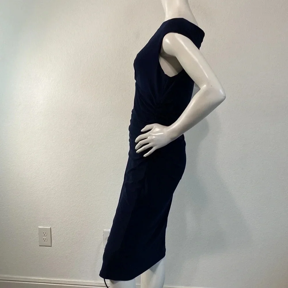 Lauren Ralph Lauren Navy Blue Knee Length Sleeveless Pencil Sheath Dress Size 12